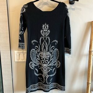 Elegant, comfy black and white dress, M